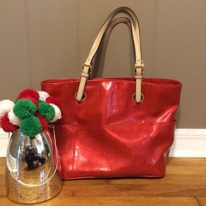 Gorgeous red patent Michael Kors tote